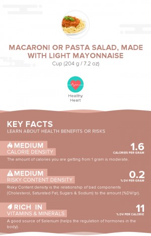 Macaroni or pasta salad, made with light mayonnaise