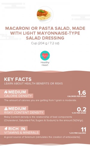 Macaroni or pasta salad, made with light mayonnaise-type salad dressing