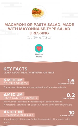 Macaroni or pasta salad, made with mayonnaise-type salad dressing