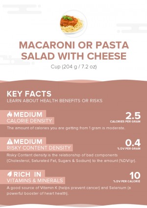 Macaroni or pasta salad with cheese