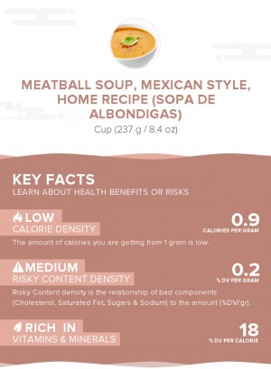 Meatball soup, Mexican style, home recipe (Sopa de Albondigas)