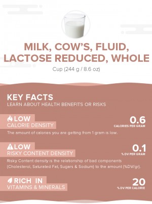 Milk, cow's, fluid, lactose reduced, whole