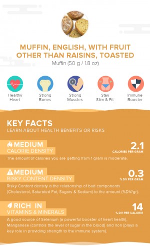 Muffin, English, with fruit other than raisins, toasted