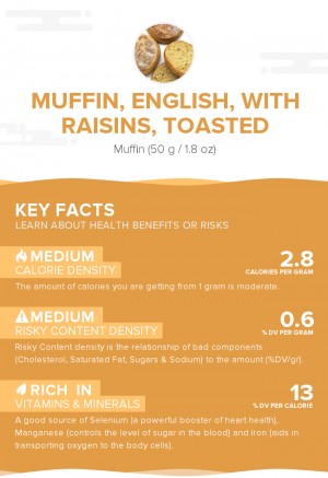 Muffin, English, with raisins, toasted