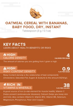 Oatmeal cereal with bananas, baby food, dry, instant