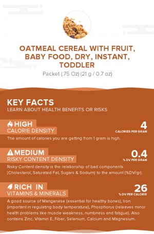 Oatmeal cereal with fruit, baby food, dry, instant, toddler