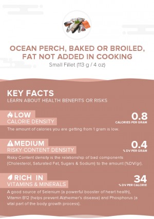 Ocean perch, baked or broiled, fat not added in cooking