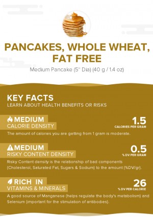 Pancakes, whole wheat, fat free