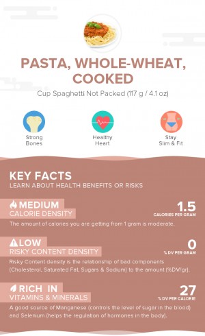 Pasta, whole-wheat, cooked