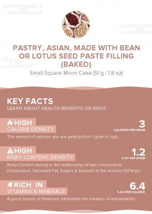 Pastry, Asian, made with bean or lotus seed paste filling (baked)