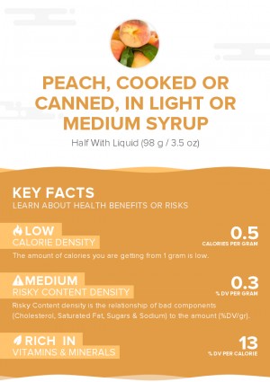 Peach, cooked or canned, in light or medium syrup