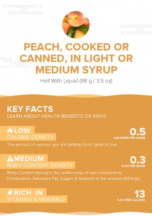 Peach, cooked or canned, in light or medium syrup