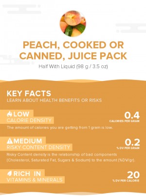 Peach, cooked or canned, juice pack