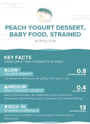 Peach yogurt dessert, baby food, strained