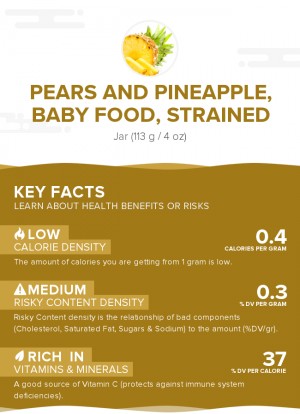 Pears and pineapple, baby food, strained