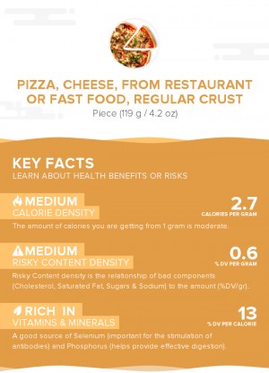 Pizza, cheese, from restaurant or fast food, regular crust