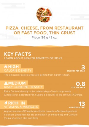 Pizza, cheese, from restaurant or fast food, thin crust
