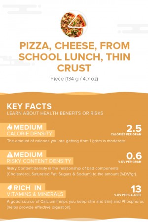 Pizza, cheese, from school lunch, thin crust