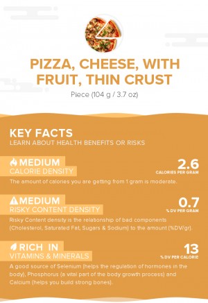 Pizza, cheese, with fruit, thin crust