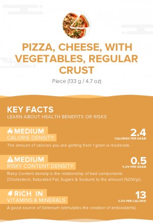 Pizza, cheese, with vegetables, regular crust