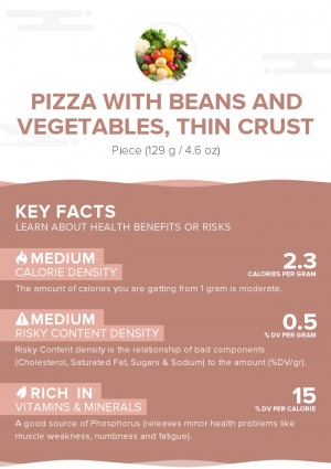 Pizza with beans and vegetables, thin crust