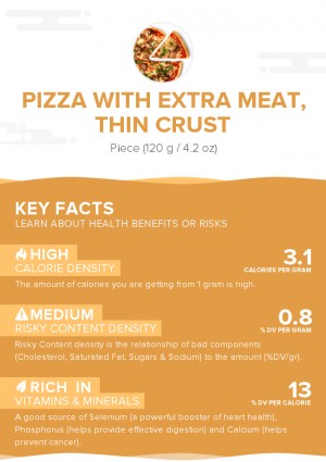 Pizza with extra meat, thin crust