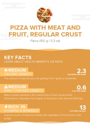 Pizza with meat and fruit, regular crust