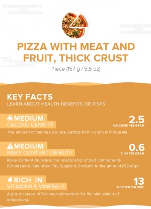 Pizza with meat and fruit, thick crust