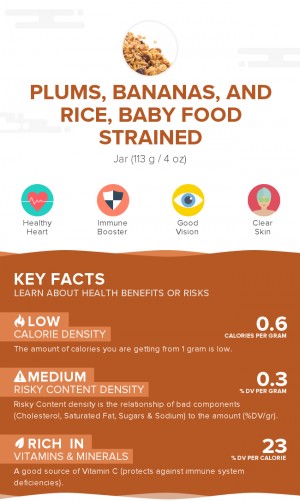 Plums, bananas, and rice, baby food strained