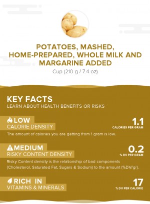 Potatoes, mashed, home-prepared, whole milk and margarine added