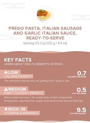 PREGO Pasta, Italian Sausage and Garlic Italian Sauce, ready-to-serve