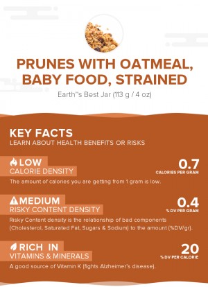 Prunes with oatmeal, baby food, strained