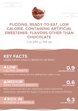 Pudding, ready-to-eat, low calorie, containing artificial sweetener, flavors other than chocolate