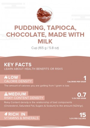 Pudding, tapioca, chocolate, made with milk