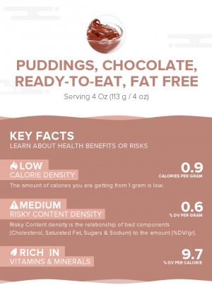 Puddings, chocolate, ready-to-eat, fat free