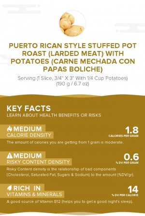 Puerto Rican style stuffed pot roast (larded meat) with potatoes (Carne mechada con papas boliche)