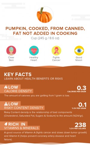 Pumpkin, cooked, from canned, fat not added in cooking