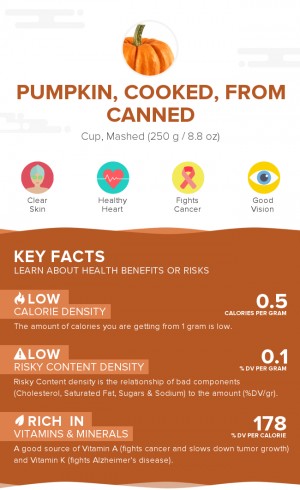 Pumpkin, cooked, from canned