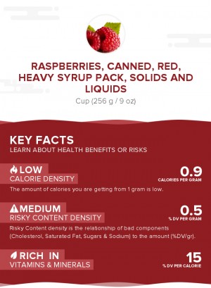 Raspberries, canned, red, heavy syrup pack, solids and liquids