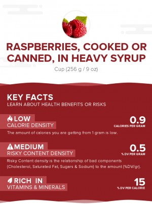 Raspberries, cooked or canned, in heavy syrup