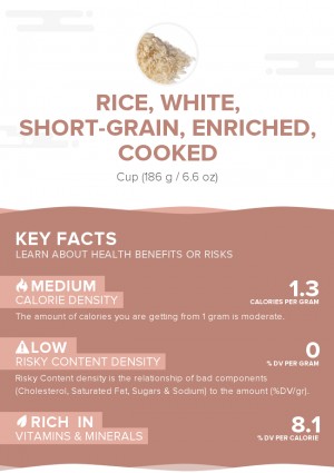 Rice, white, short-grain, enriched, cooked