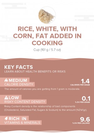 Rice, white, with corn, fat added in cooking