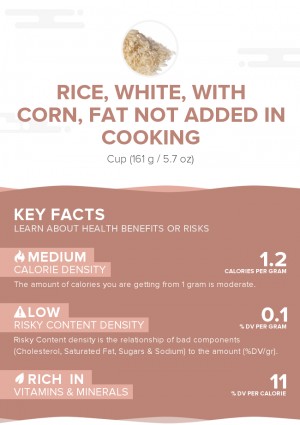 Rice, white, with corn, fat not added in cooking