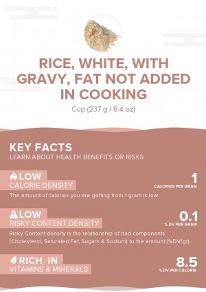Rice, white, with gravy, fat not added in cooking
