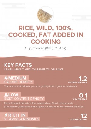 Rice, wild, 100%, cooked, fat added in cooking