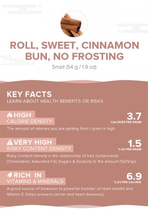 Roll, sweet, cinnamon bun, no frosting