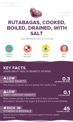 Rutabagas, cooked, boiled, drained, with salt