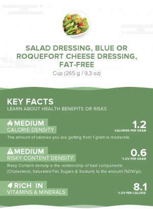 Salad dressing, blue or roquefort cheese dressing, fat-free