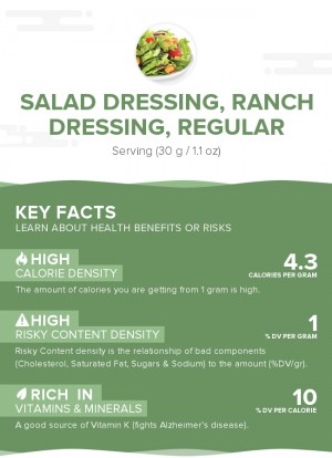 Salad dressing, ranch dressing, regular