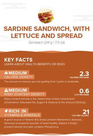 Sardine sandwich, with lettuce and spread